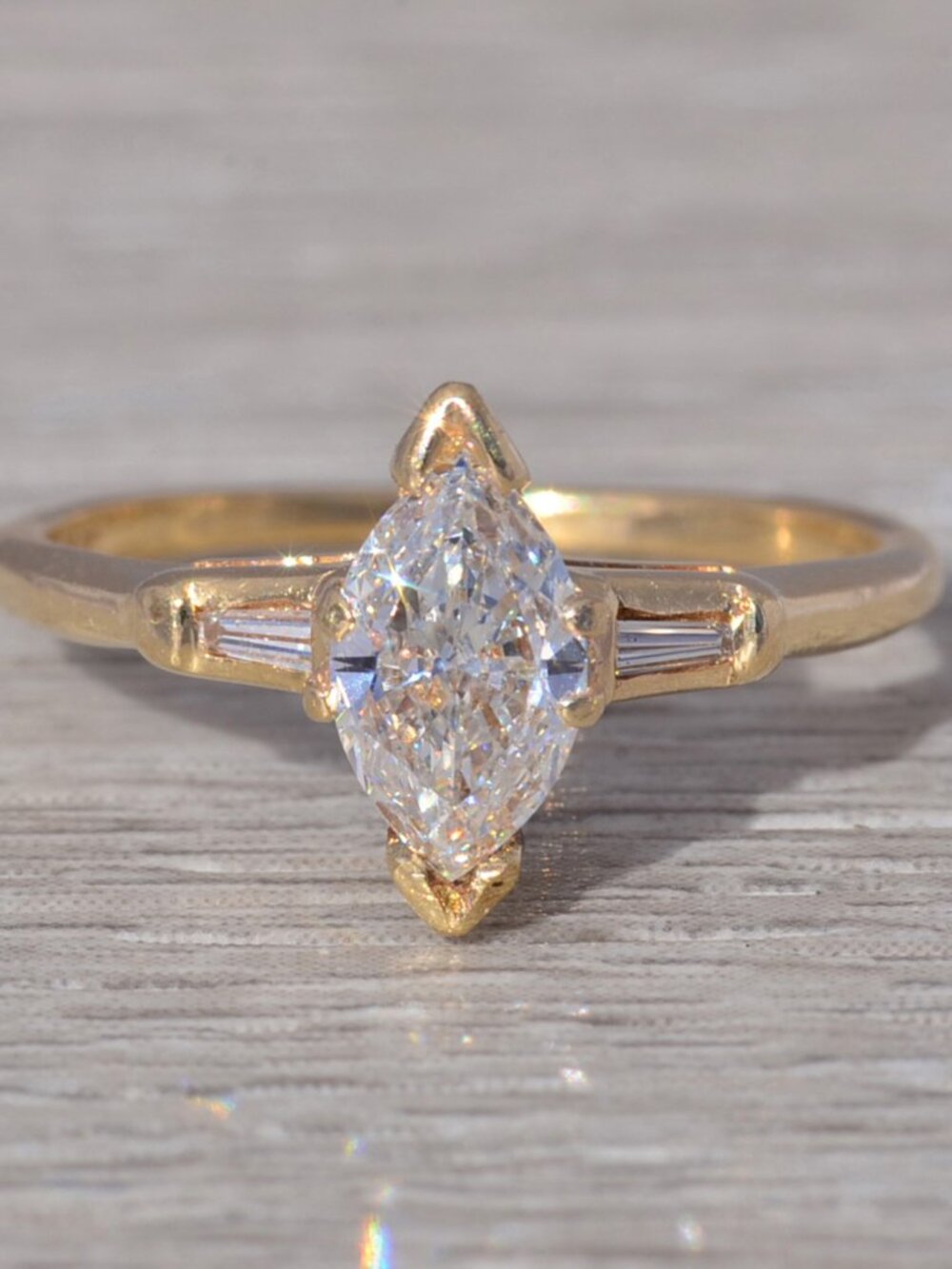 Marquise Diamond Engagement Ring in Yellow Gold